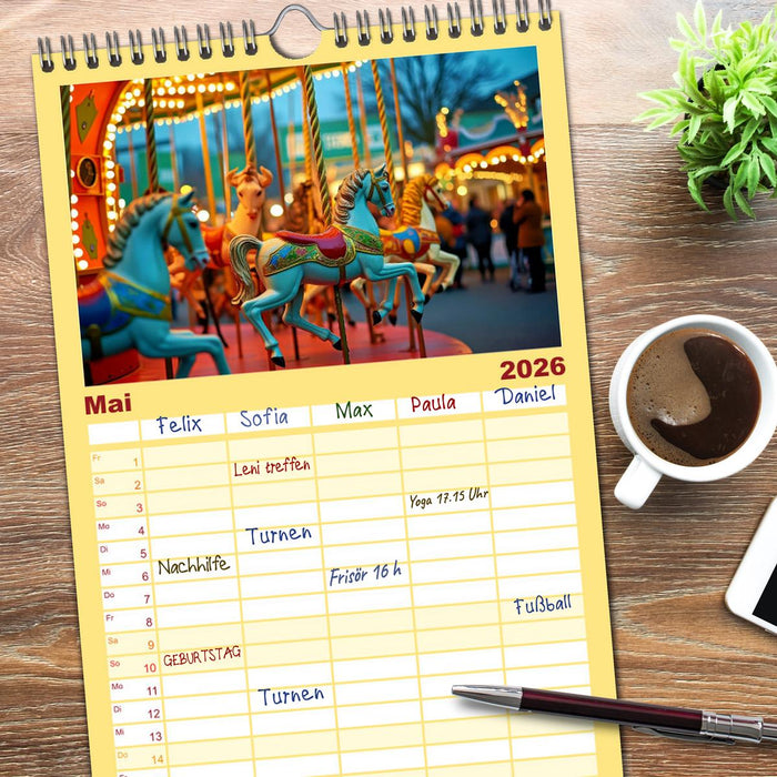 Riesenräder und Kirmes (CALVENDO Familienplaner 2026)
