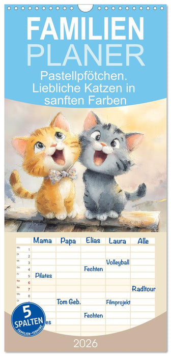 Pastellpfötchen. Liebliche Katzen in sanften Farben (CALVENDO Familienplaner 2026)