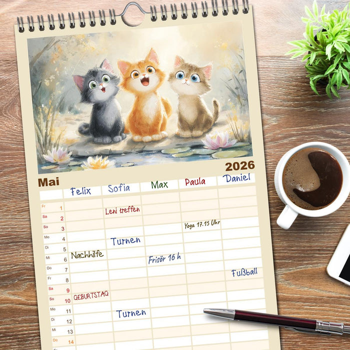 Pastellpfötchen. Liebliche Katzen in sanften Farben (CALVENDO Familienplaner 2026)