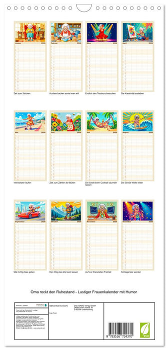 Oma rockt den Ruhestand - Lustiger Frauenkalender mit Humor (CALVENDO Familienplaner 2026)