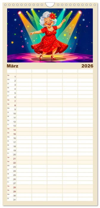 Oma rockt den Ruhestand - Lustiger Frauenkalender mit Humor (CALVENDO Familienplaner 2026)