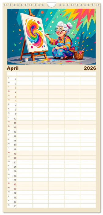 Oma rockt den Ruhestand - Lustiger Frauenkalender mit Humor (CALVENDO Familienplaner 2026)