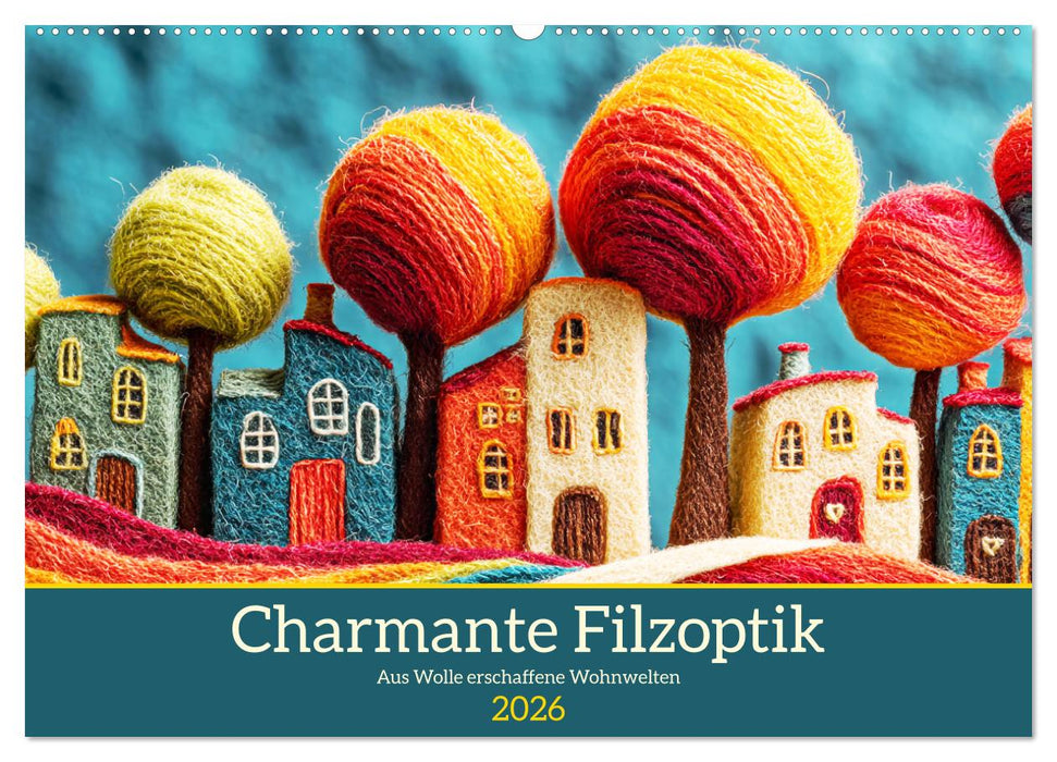 Charmante Filzoptik. Aus Wolle erschaffene Wohnwelten (CALVENDO Wandkalender 2026)