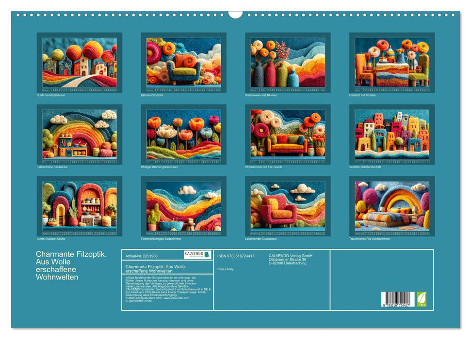 Charmante Filzoptik. Aus Wolle erschaffene Wohnwelten (CALVENDO Wandkalender 2026)