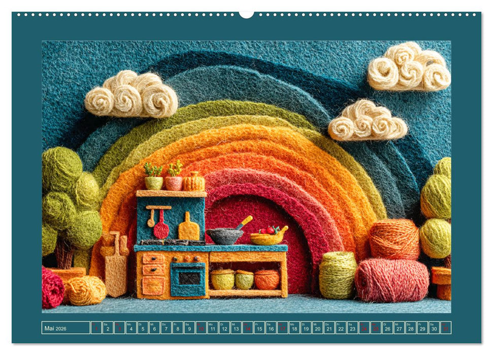 Charmante Filzoptik. Aus Wolle erschaffene Wohnwelten (CALVENDO Wandkalender 2026)