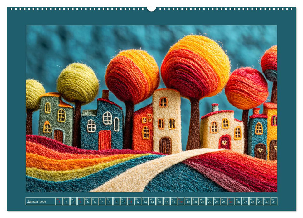 Charmante Filzoptik. Aus Wolle erschaffene Wohnwelten (CALVENDO Premium Wandkalender 2026)