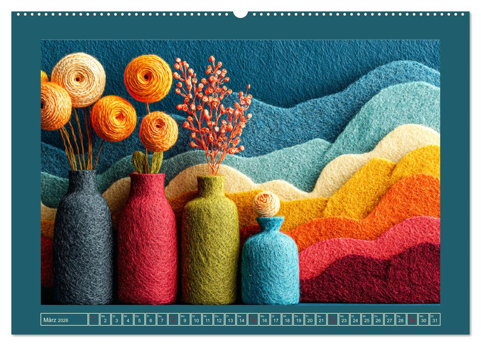 Charmante Filzoptik. Aus Wolle erschaffene Wohnwelten (CALVENDO Premium Wandkalender 2026)