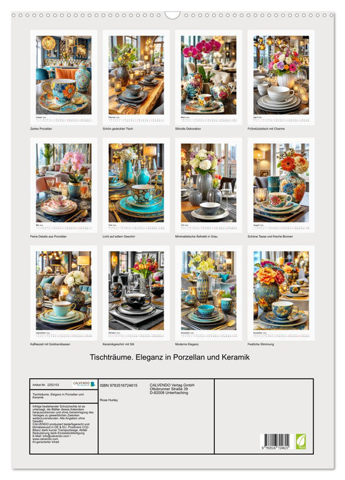 Tischträume. Eleganz in Porzellan und Keramik (CALVENDO Wandkalender 2026)