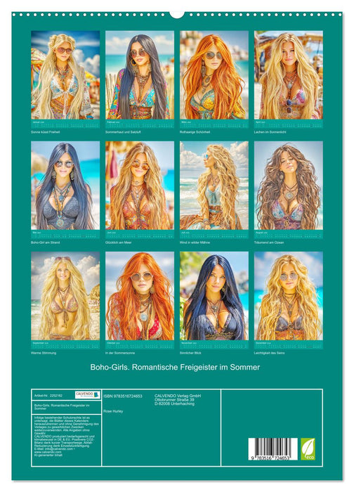 Boho-Girls. Romantische Freigeister im Sommer (CALVENDO Premium Wandkalender 2026)