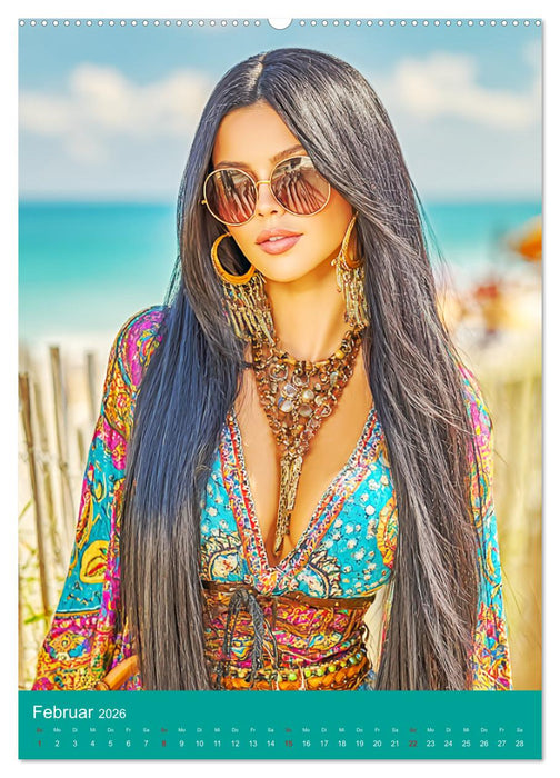 Boho-Girls. Romantische Freigeister im Sommer (CALVENDO Premium Wandkalender 2026)