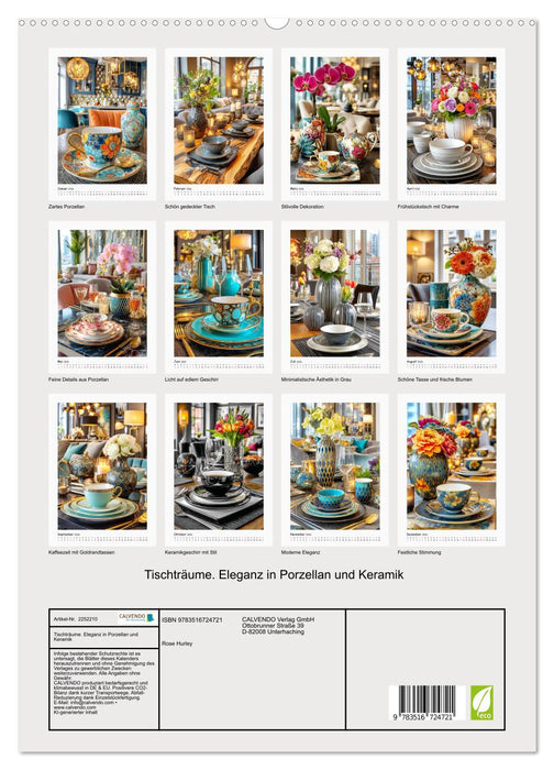 Tischträume. Eleganz in Porzellan und Keramik (CALVENDO Premium Wandkalender 2026)