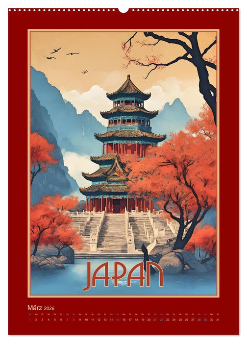 Exotic Travel Poster - nostalgische Abenteuerreisen um die Welt (CALVENDO Wandkalender 2026)
