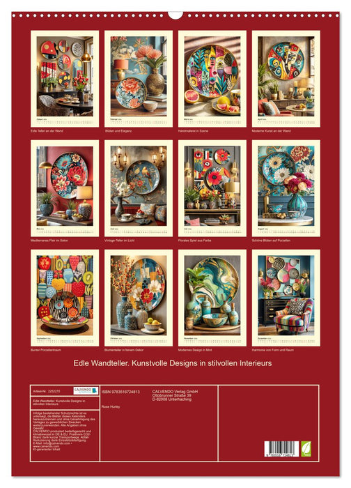 Edle Wandteller. Kunstvolle Designs in stilvollen Interieurs (CALVENDO Wandkalender 2026)