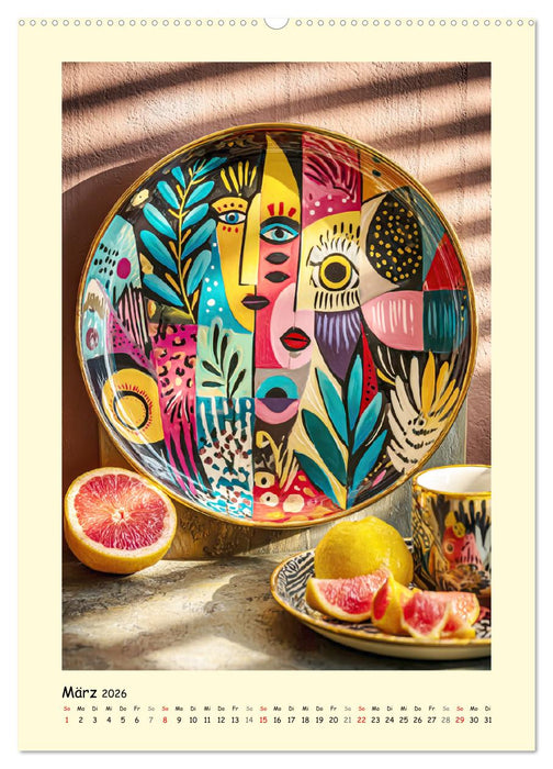 Edle Wandteller. Kunstvolle Designs in stilvollen Interieurs (CALVENDO Wandkalender 2026)