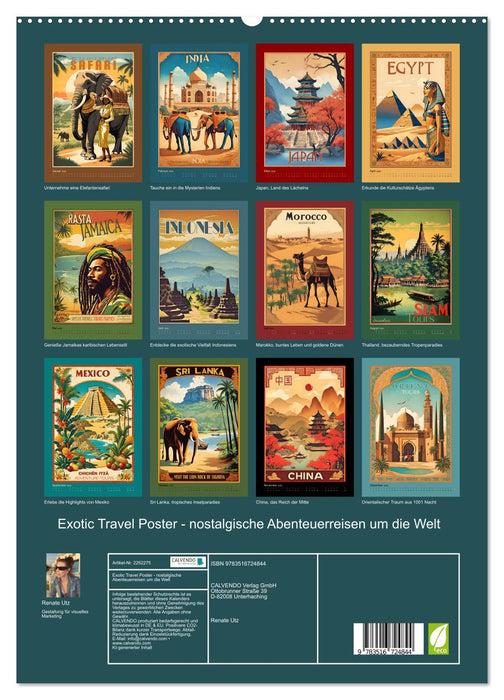 Exotic Travel Poster - nostalgische Abenteuerreisen um die Welt (CALVENDO Premium Wandkalender 2026)