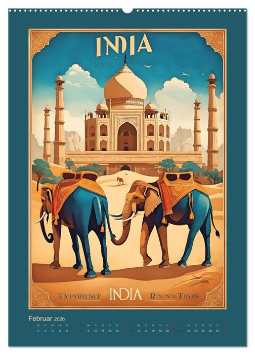 Exotic Travel Poster - nostalgische Abenteuerreisen um die Welt (CALVENDO Premium Wandkalender 2026)