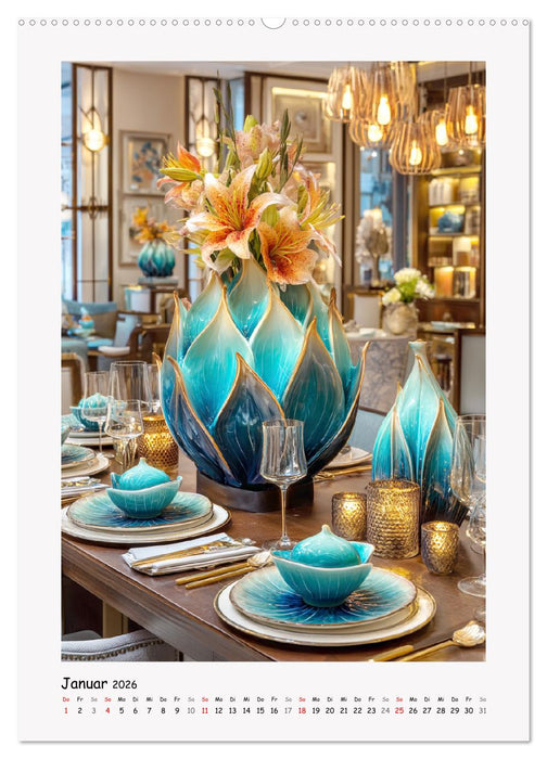 Tischdekorationen. Glas und Keramik in stilvollen Interieurs (CALVENDO Wandkalender 2026)