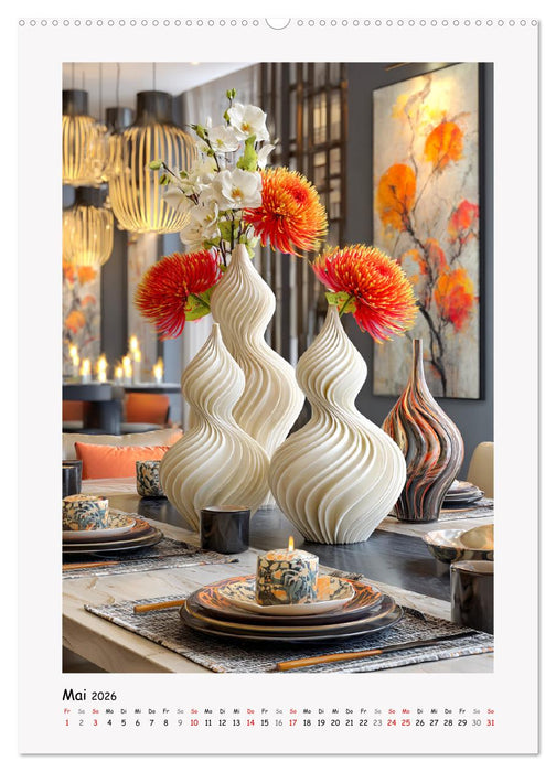 Tischdekorationen. Glas und Keramik in stilvollen Interieurs (CALVENDO Wandkalender 2026)