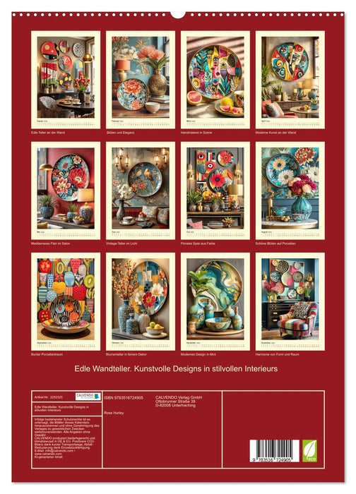 Edle Wandteller. Kunstvolle Designs in stilvollen Interieurs (CALVENDO Premium Wandkalender 2026)