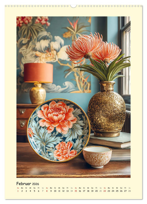 Edle Wandteller. Kunstvolle Designs in stilvollen Interieurs (CALVENDO Premium Wandkalender 2026)