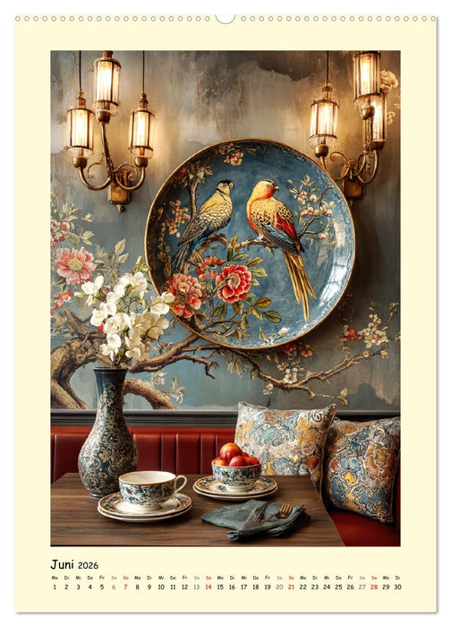 Edle Wandteller. Kunstvolle Designs in stilvollen Interieurs (CALVENDO Premium Wandkalender 2026)