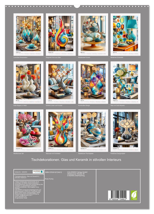Tischdekorationen. Glas und Keramik in stilvollen Interieurs (CALVENDO Premium Wandkalender 2026)