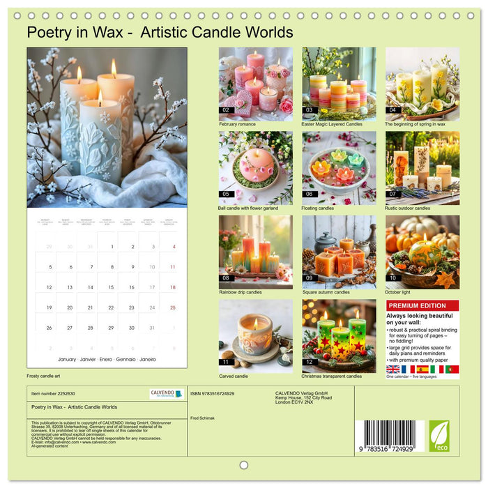 Poetry in Wax - Artistic Candle Worlds (CALVENDO Monthly Calendar 2026)