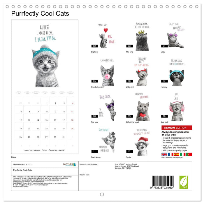 Purrfectly Cool Cats (CALVENDO Monthly Calendar 2026)
