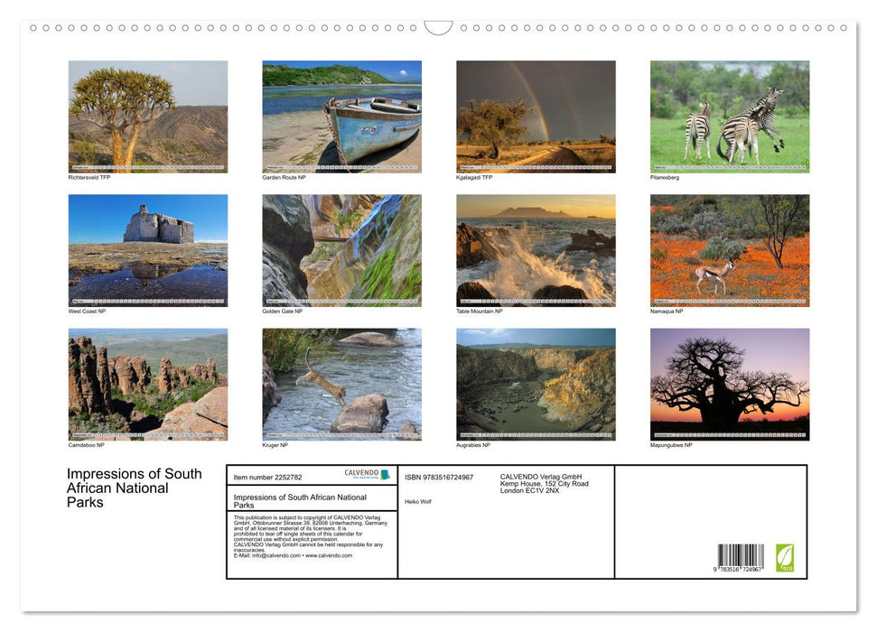 Impressions of South African National Parks (CALVENDO Monthly Calendar 2026)