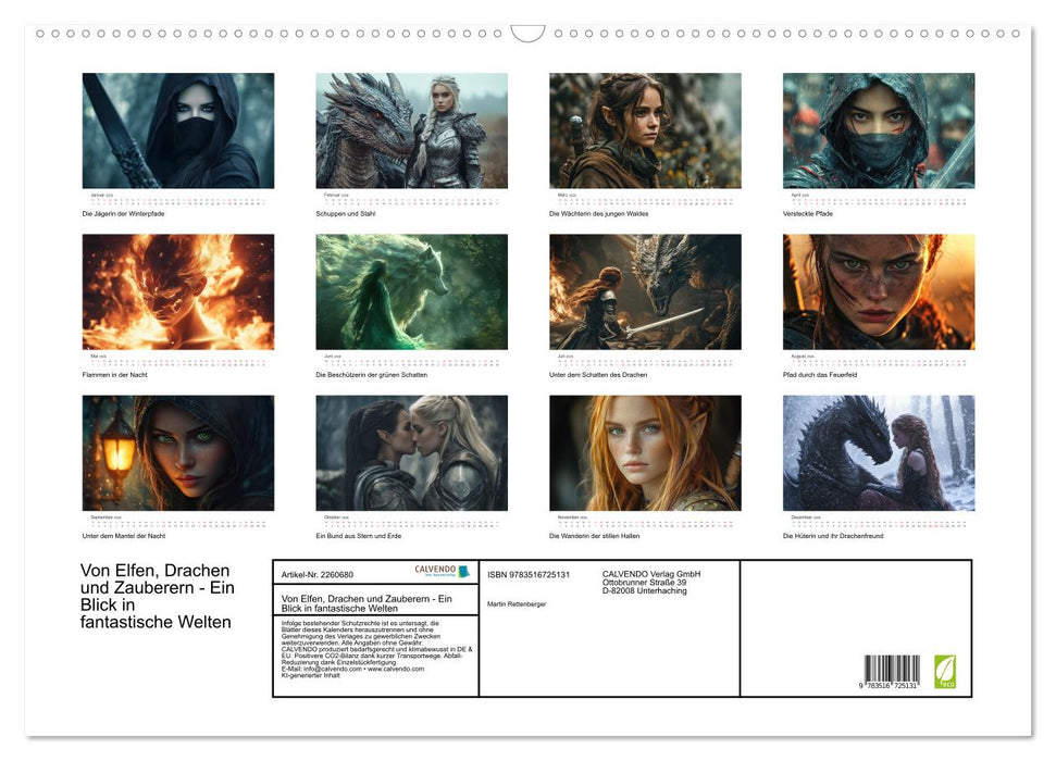 Von Elfen, Drachen und Zauberern - Ein Blick in fantastische Welten (CALVENDO Wandkalender 2026)