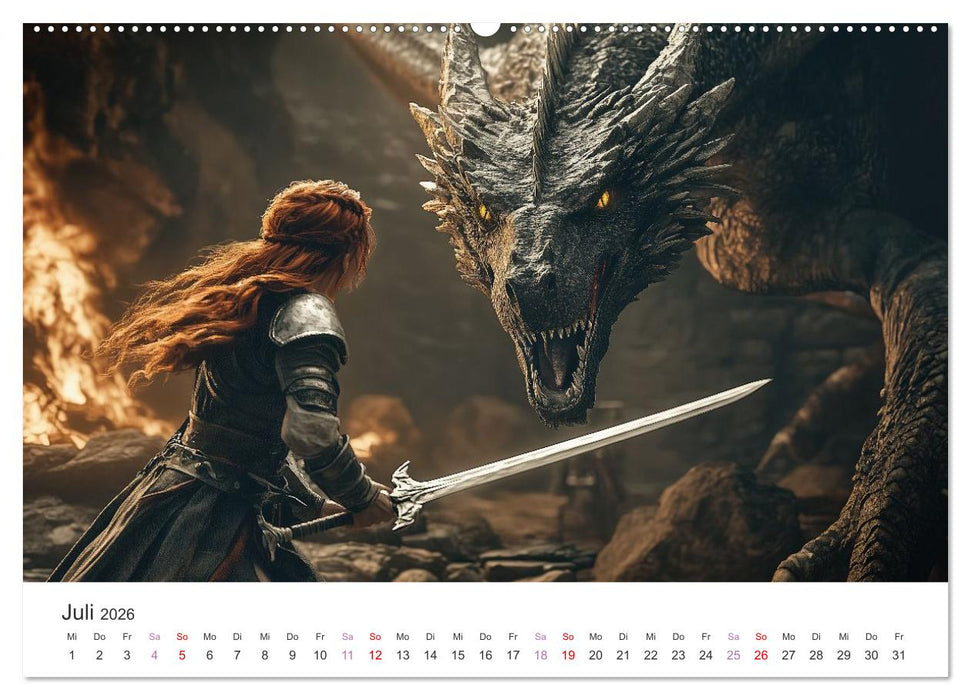 Von Elfen, Drachen und Zauberern - Ein Blick in fantastische Welten (CALVENDO Premium Wandkalender 2026)