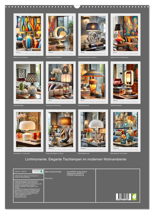 Lichtmomente. Elegante Tischlampen im modernen Wohnambiente (CALVENDO Wandkalender 2026)