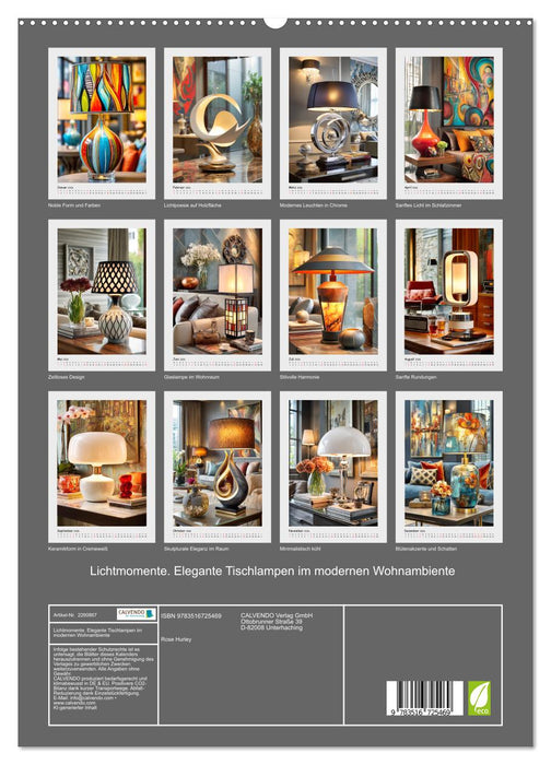 Lichtmomente. Elegante Tischlampen im modernen Wohnambiente (CALVENDO Premium Wandkalender 2026)