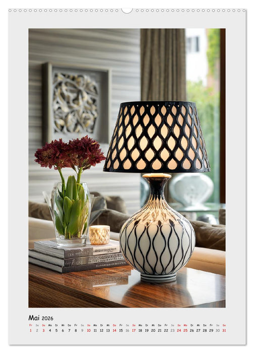 Lichtmomente. Elegante Tischlampen im modernen Wohnambiente (CALVENDO Premium Wandkalender 2026)