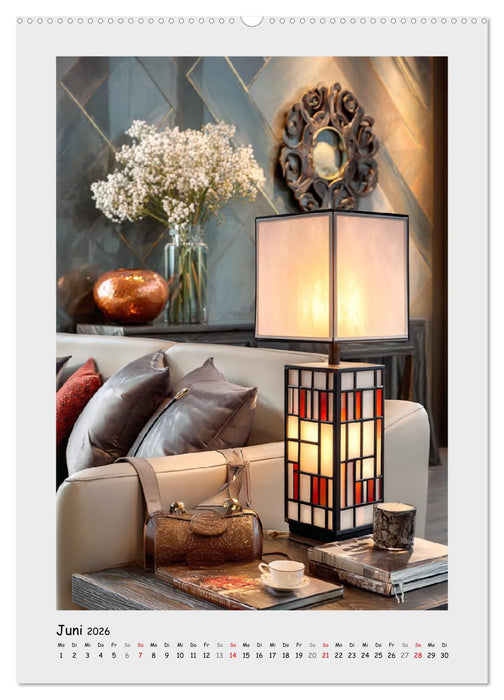 Lichtmomente. Elegante Tischlampen im modernen Wohnambiente (CALVENDO Premium Wandkalender 2026)