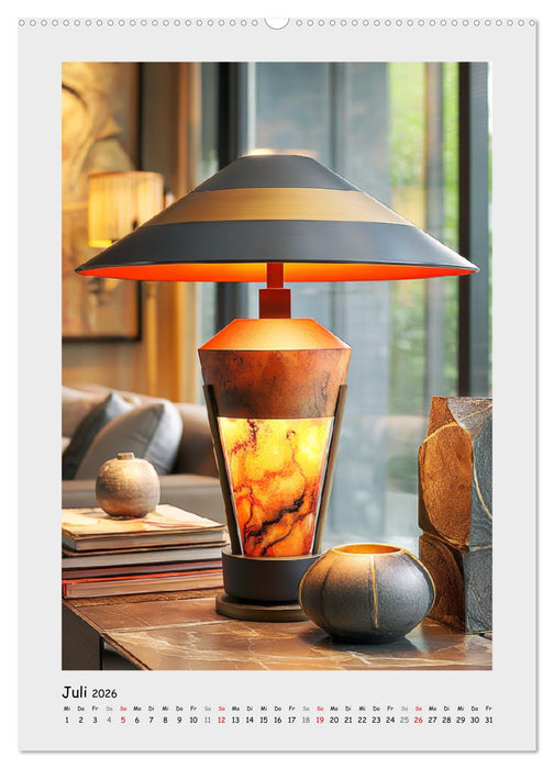 Lichtmomente. Elegante Tischlampen im modernen Wohnambiente (CALVENDO Premium Wandkalender 2026)