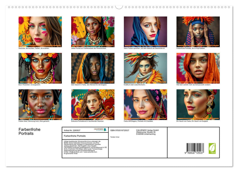 Farbenfrohe Portraits (CALVENDO Premium Wandkalender 2026)