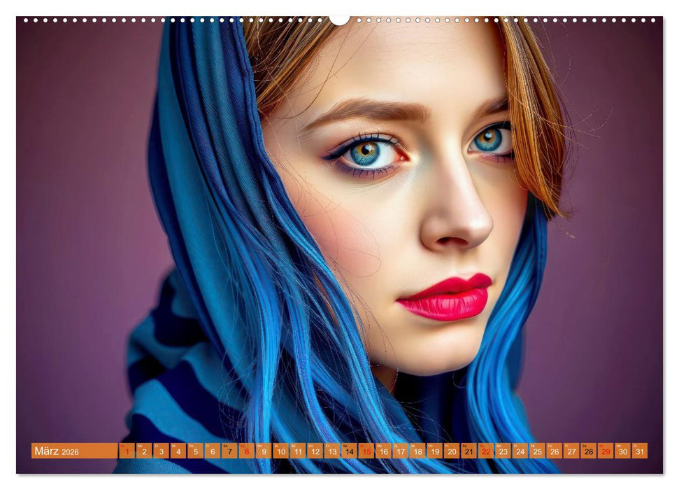 Farbenfrohe Portraits (CALVENDO Premium Wandkalender 2026)