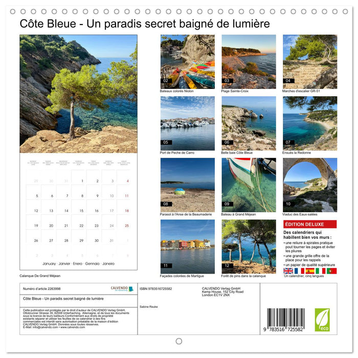 Côte Bleue - Un paradis secret baigné de lumière (CALVENDO Calendrier mensuel 2026)