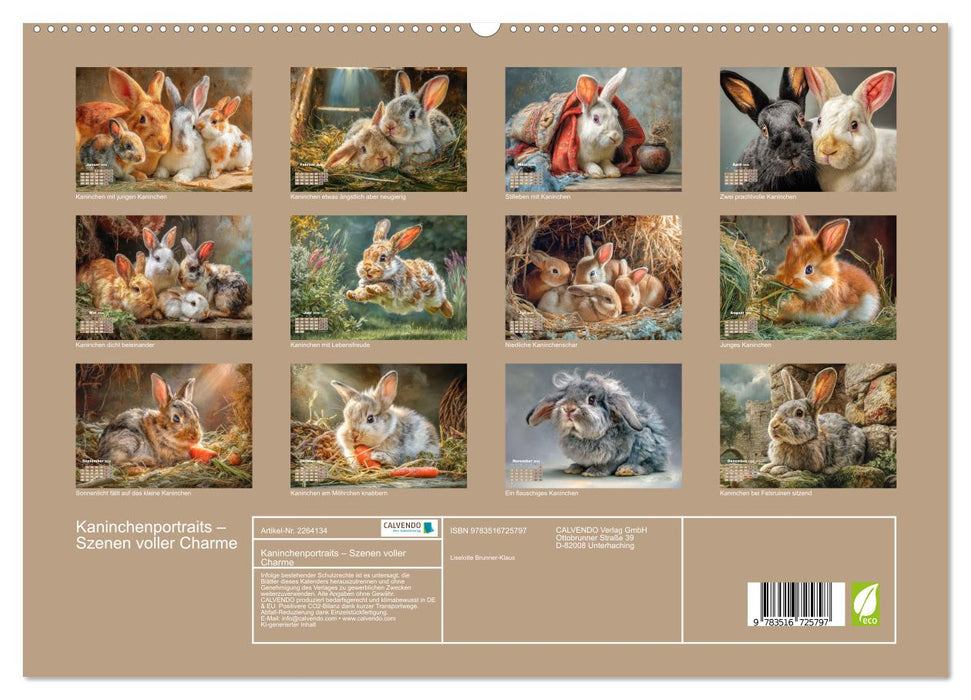 Kaninchenportraits – Szenen voller Charme (CALVENDO Premium Wandkalender 2026)