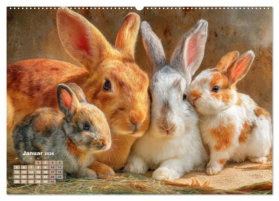 Kaninchenportraits – Szenen voller Charme (CALVENDO Premium Wandkalender 2026)