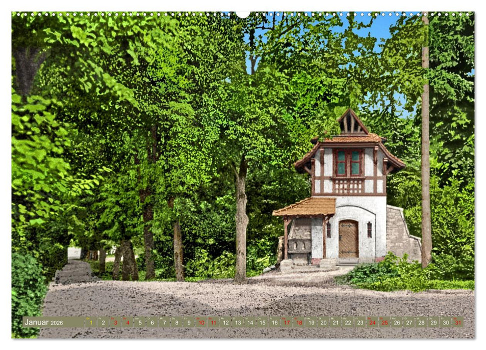 Aschersleben um 1900 – Auf der alten Burg - Kolorierte Schwarzweißfotos (CALVENDO Wandkalender 2026)