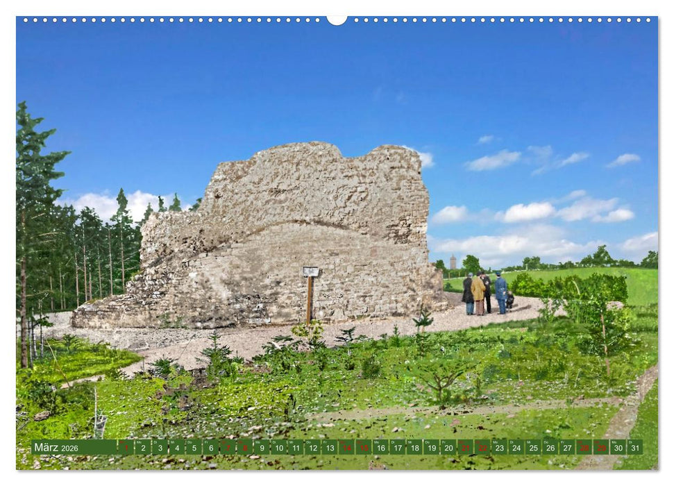 Aschersleben um 1900 – Auf der alten Burg - Kolorierte Schwarzweißfotos (CALVENDO Premium Wandkalender 2026)