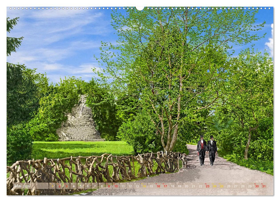 Aschersleben um 1900 – Auf der alten Burg - Kolorierte Schwarzweißfotos (CALVENDO Premium Wandkalender 2026)