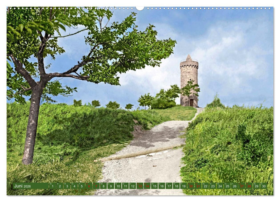 Aschersleben um 1900 – Auf der alten Burg - Kolorierte Schwarzweißfotos (CALVENDO Premium Wandkalender 2026)