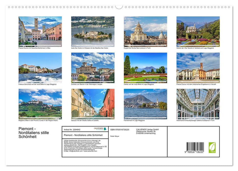 Piemont - Norditaliens stille Schönheit (CALVENDO Premium Wandkalender 2026)