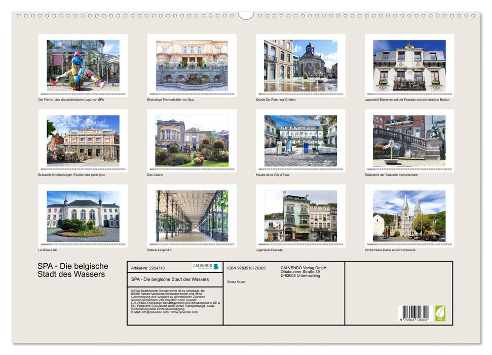 SPA - Die belgische Stadt des Wassers (CALVENDO Wandkalender 2026)
