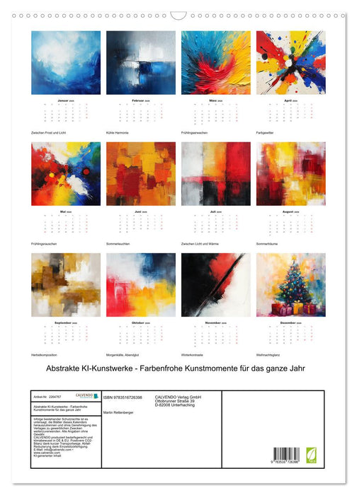 Abstrakte KI-Kunstwerke - Farbenfrohe Kunstmomente für das ganze Jahr (CALVENDO Wandkalender 2026)