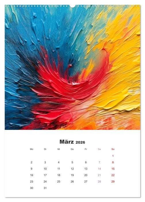 Abstrakte KI-Kunstwerke - Farbenfrohe Kunstmomente für das ganze Jahr (CALVENDO Wandkalender 2026)