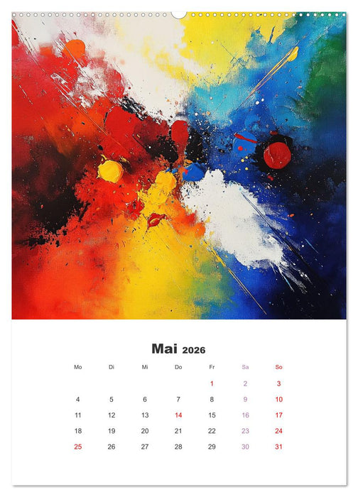 Abstrakte KI-Kunstwerke - Farbenfrohe Kunstmomente für das ganze Jahr (CALVENDO Wandkalender 2026)
